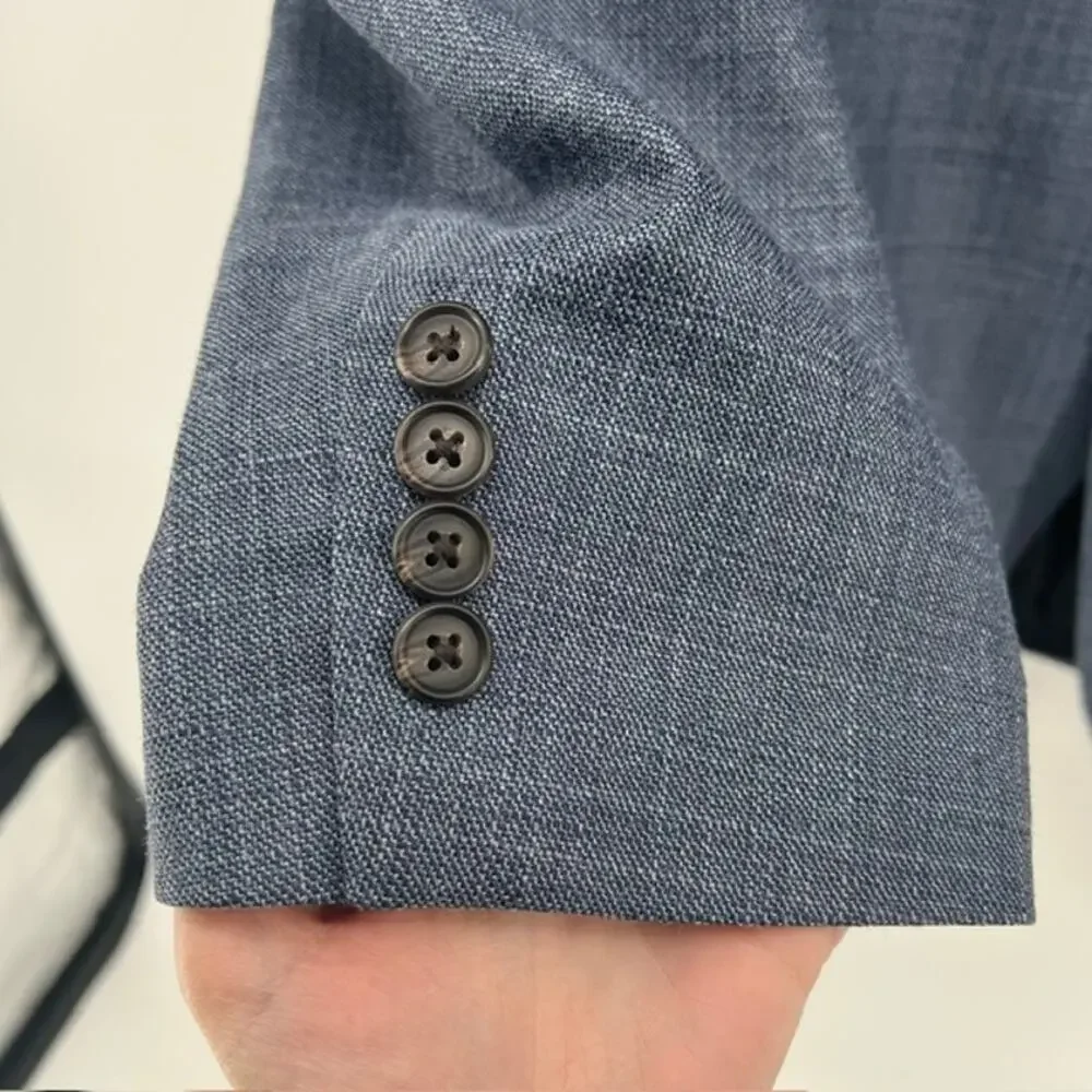 Lauren Ralph Lauren Wool Silk Blazer Sport Coat Mens 44R Heather Blue Two Button